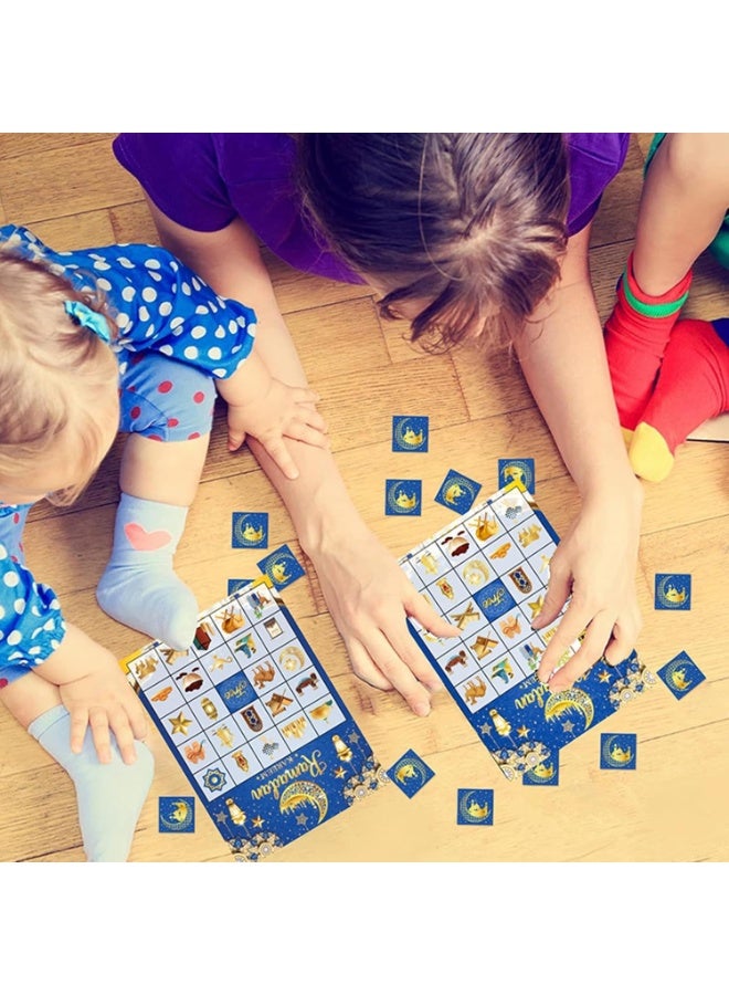 VUCATIN Ramadan Kareem Bingo Game Cards, Eid Mubarak Party Bingo Games for Kids, Ramadan Mubarak Party Decorations, Ramadan Mubarak Bingo Cards for 24 Players (blue) - Image 5